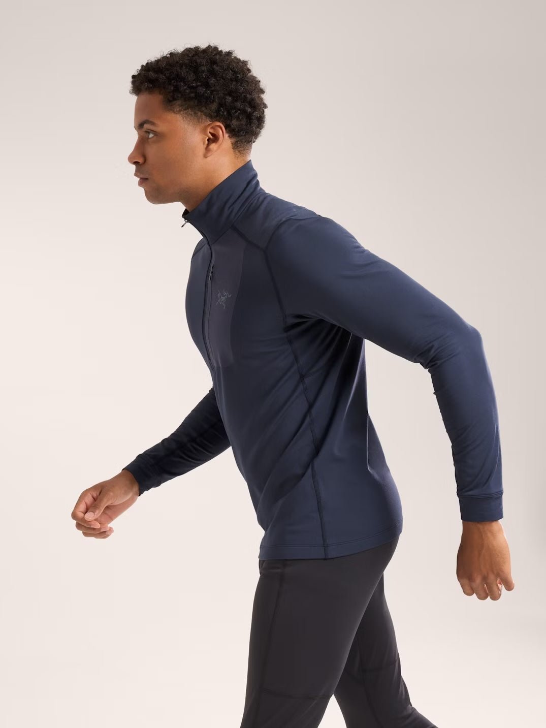 Rho LT Zip Neck Men's Black Sapphire - Arc'teryx Australia