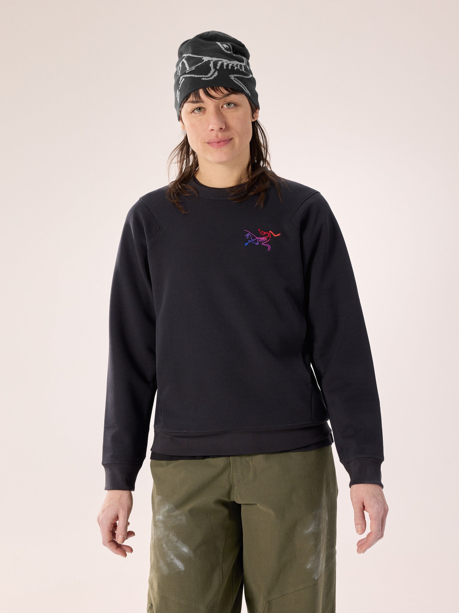 Aestas Crew Neck Pullover Women's Black/Multi - Arc'teryx Australia