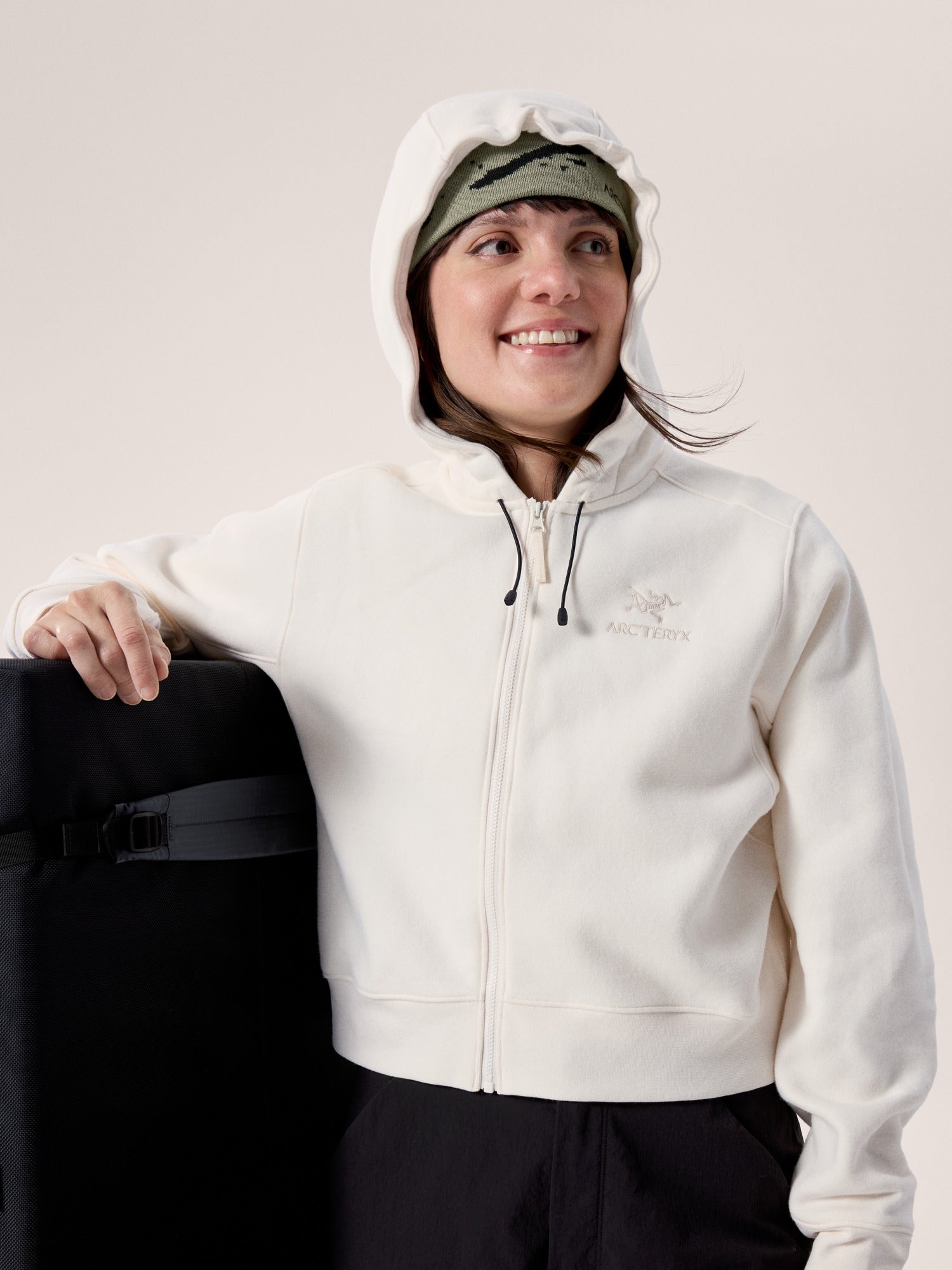 Emblem Fleece Full Zip Crop Hoody Women's